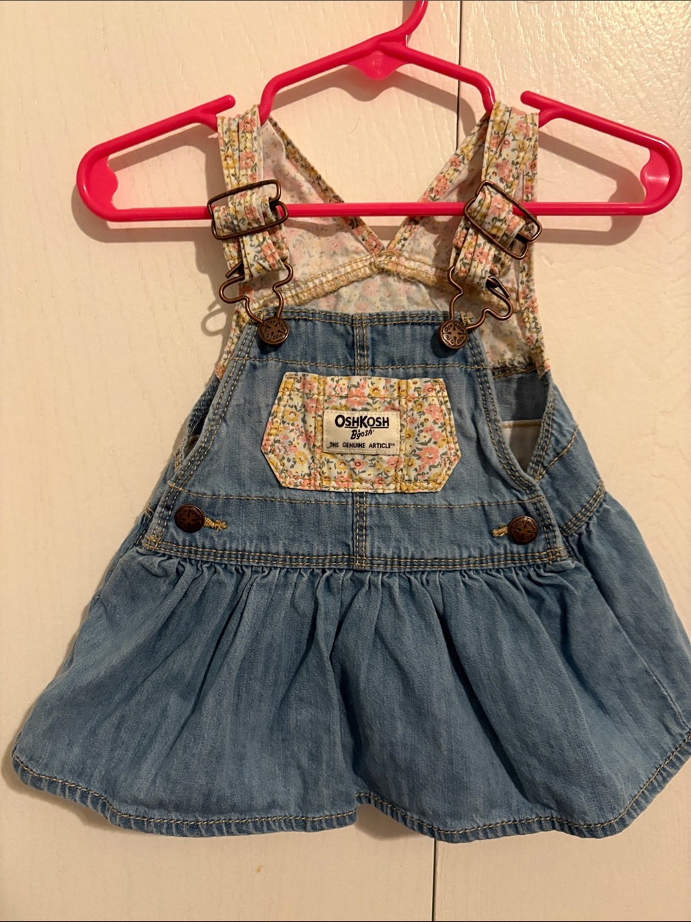 OshKosh B'gosh Light Blue Denim Floral-Strap Overall Skirt